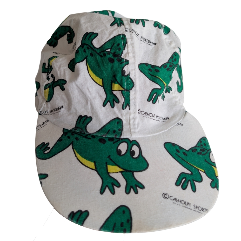 Vintage Calhoun Sportswear White‎ Frog Cartoon Print Cotton Baseball Sun Hat